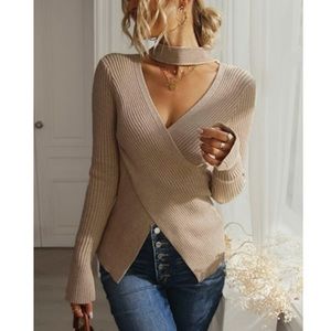 Sexy cutout wrap sweater